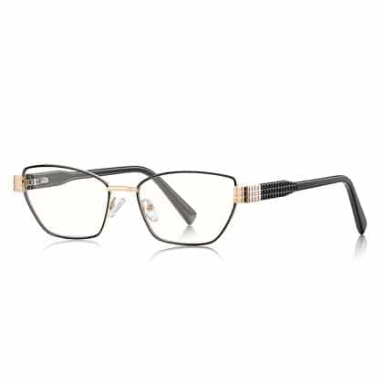 Techsuit - Anti-Blue Light Glasses Reflex Pc (3162) - For Women, Rectangle, Metal Frame, Ac Lens - Black