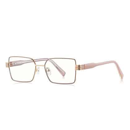 Techsuit - Anti-Blue Light Glasses Reflex Pc (3160) - For Women, Rectangle, Metal Frame, Ac Lens - Rose Gold