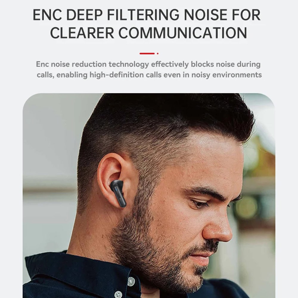 Yesido - Ασύρματα Ακουστικά (tws19) - Με Enc, Ελεγχο Αφής, Bluetooth V5.3, Led Οθόνη, Ημι-Εντός Του Αυτιού Σχεδίαση, 470mah - Μαύρα - Image 5