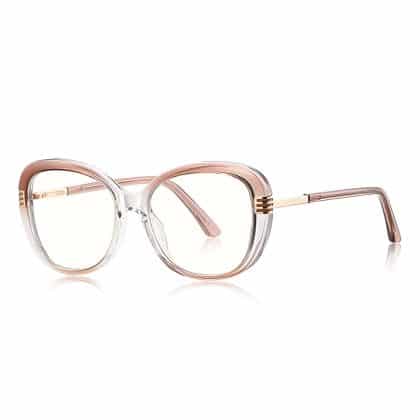 Techsuit - Anti-Blue Light Glasses Reflex Pc (2265) - For Women, Butterfly, Tr90&metal Frame, Ac Lens - Transparent/brown