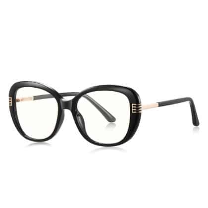 Techsuit - Anti-Blue Light Glasses Reflex Pc (2265) - For Women, Butterfly, Tr90&metal Frame, Ac Lens - Black/gold