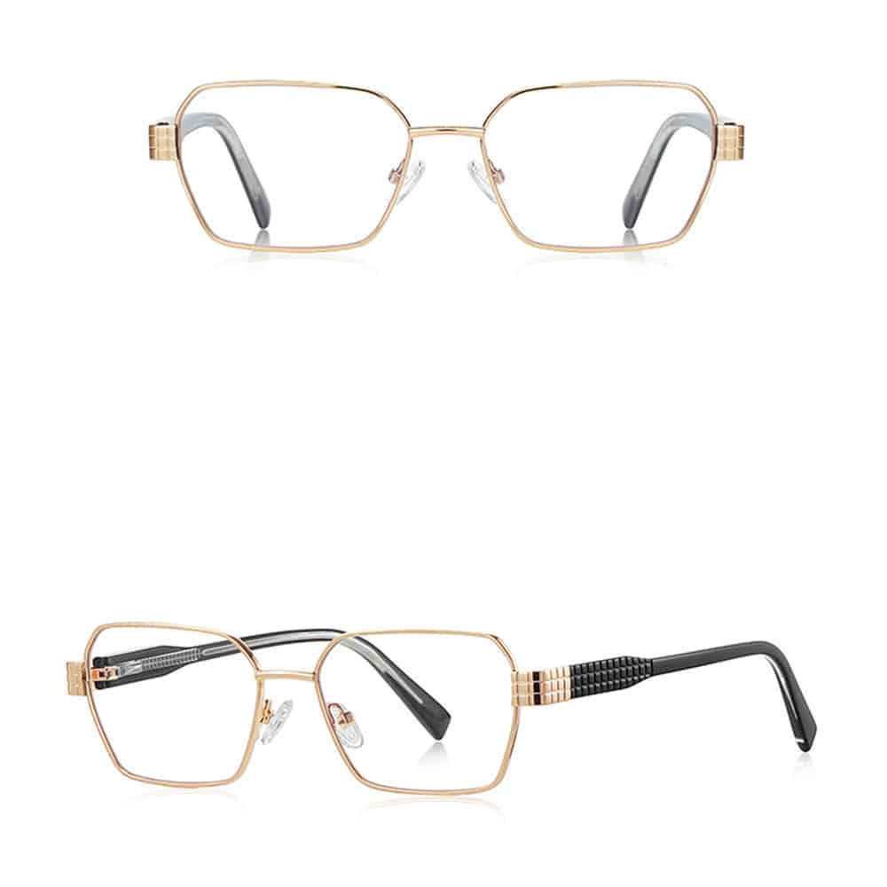 Techsuit - Anti-Blue Light Glasses Reflex Pc (3161) - For Women, Rectangle, Metal Frame, Ac Lens - Gold/black - Image 2