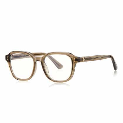 Techsuit - Anti-Blue Light Glasses Reflex Pc (2227) - For Men, Round, Tr90&metal Frame, Ac Lens - Transparent/brown