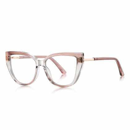 Techsuit - Anti-Blue Light Glasses Reflex Pc (2259) - For Women, Oversized, Tr90&metal Frame, Ac Lens - Transparent/warm Rose