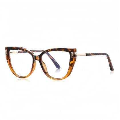 Techsuit - Anti-Blue Light Glasses Reflex Pc (2259) - For Women, Oversized, Tr90&metal Frame, Ac Lens - Transparent/leopard