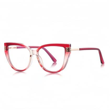 Techsuit - Anti-Blue Light Glasses Reflex Pc (2259) - For Women, Oversized, Tr90&metal Frame, Ac Lens - Transparent/red