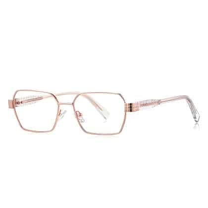 Techsuit - Anti-Blue Light Glasses Reflex Pc (3161) - For Women, Rectangle, Metal Frame, Ac Lens - Rose Gold/transparent
