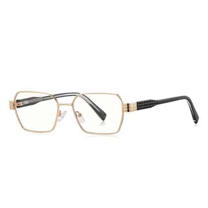 Techsuit - Anti-Blue Light Glasses Reflex Pc (3161) - For Women, Rectangle, Metal Frame, Ac Lens - Gold/black