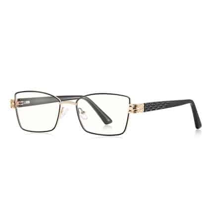 Techsuit - Anti-Blue Light Glasses Reflex Pc (3171) - For Women, Rectangle, Metal Frame, Ac Lens - Black