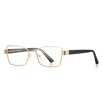 Techsuit - Anti-Blue Light Glasses Reflex Pc (3171) - For Women, Rectangle, Metal Frame, Ac Lens - Gold/black