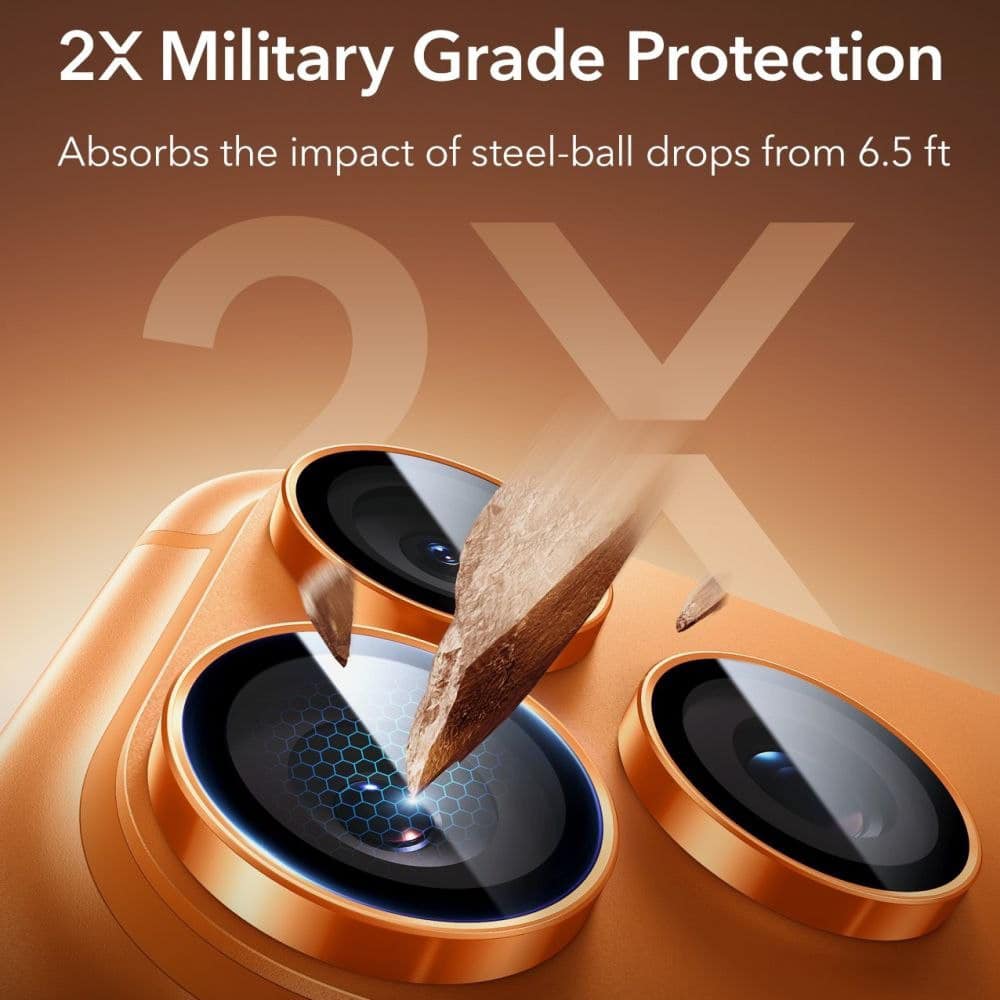 ESR - Armorite Camera Lens Protectors - iPhone 14 Pro/pro Max/15 Pro/pro Max/16 Pro/pro Max/17 Pro/pro Max - Orange - Image 5