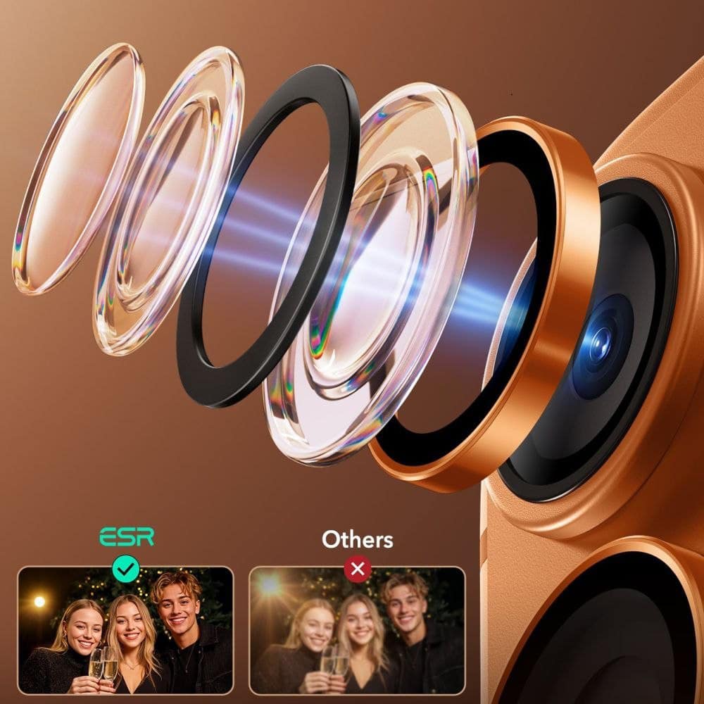 ESR - Armorite Camera Lens Protectors - iPhone 14 Pro/pro Max/15 Pro/pro Max/16 Pro/pro Max/17 Pro/pro Max - Orange - Image 4