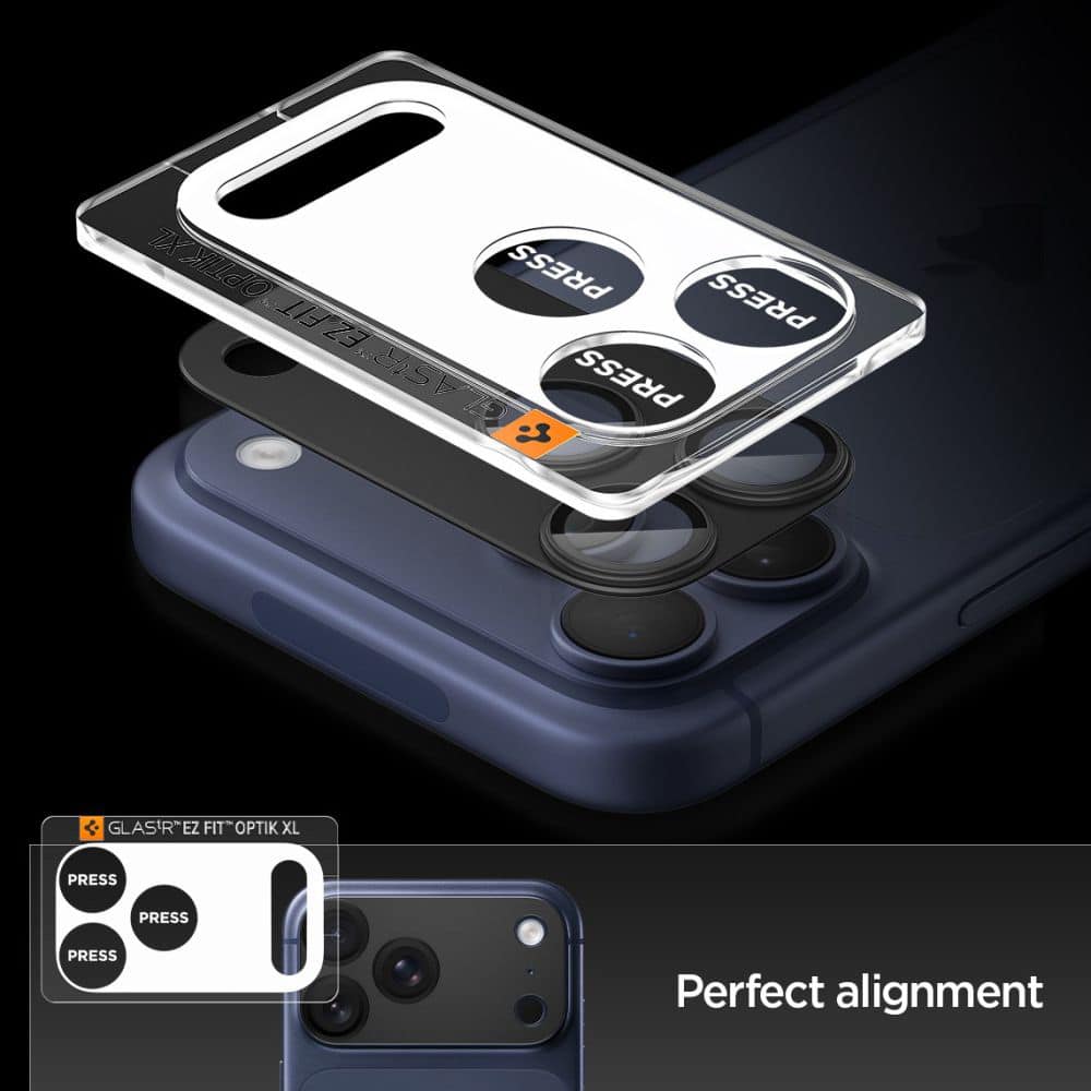 Spigen - Optik.tr Ez Fit Pro Xl Camera Glass - iPhone 17 Pro - Black - Image 6