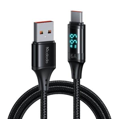 Mcdodo - Data Καλώδιο (ca-1080) - Usb 2.0 To Type-C, With Digital Display, Nylon Braided, Aluminum Alloy, 6a, 1.2m - Black