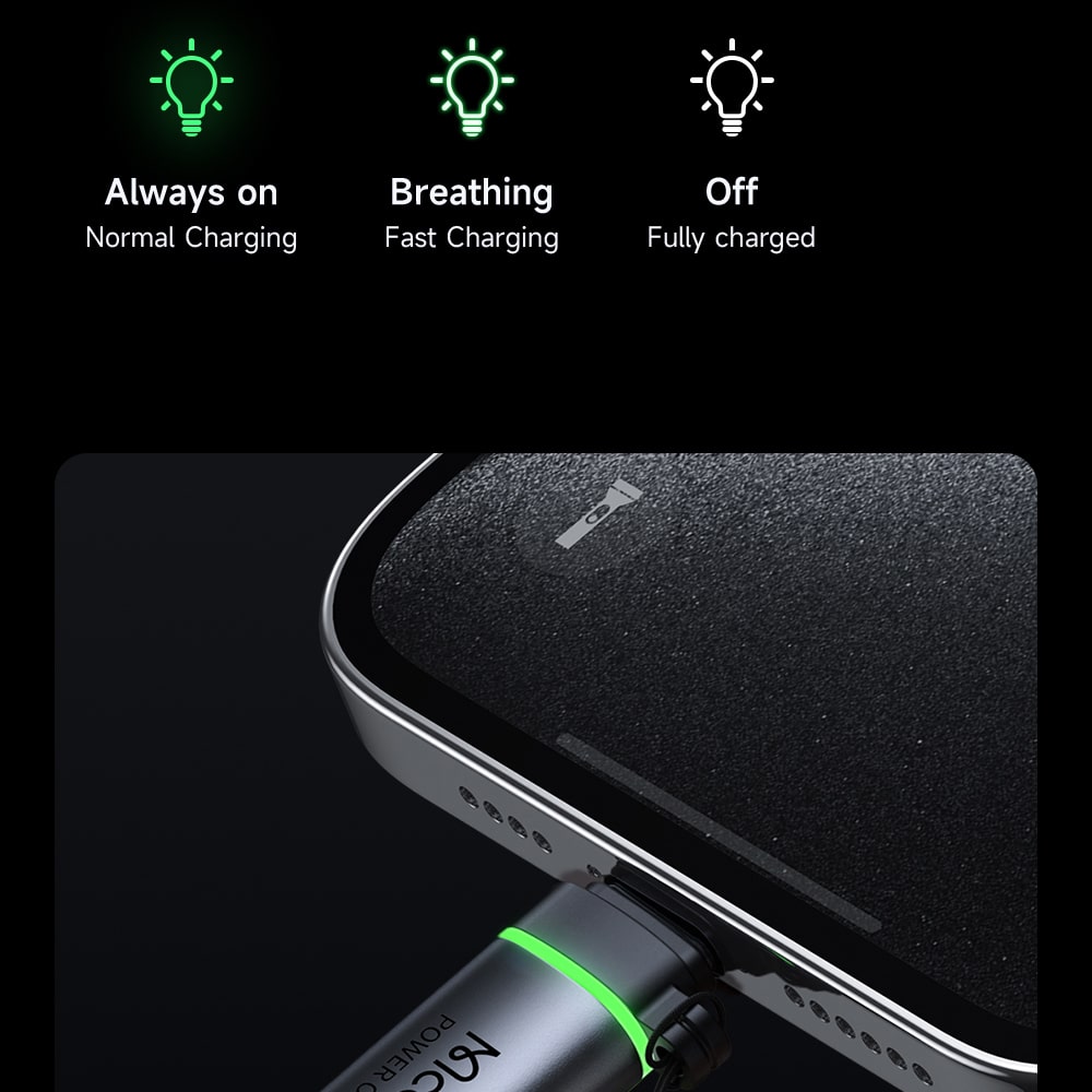 Mcdodo - Adapter Auto Power Off (ot-2590) - Usb-C To Lightning, 36w, 3a, 480mbps, E-Mark Chip, Fast Charge, Lanyard - Black - Image 4