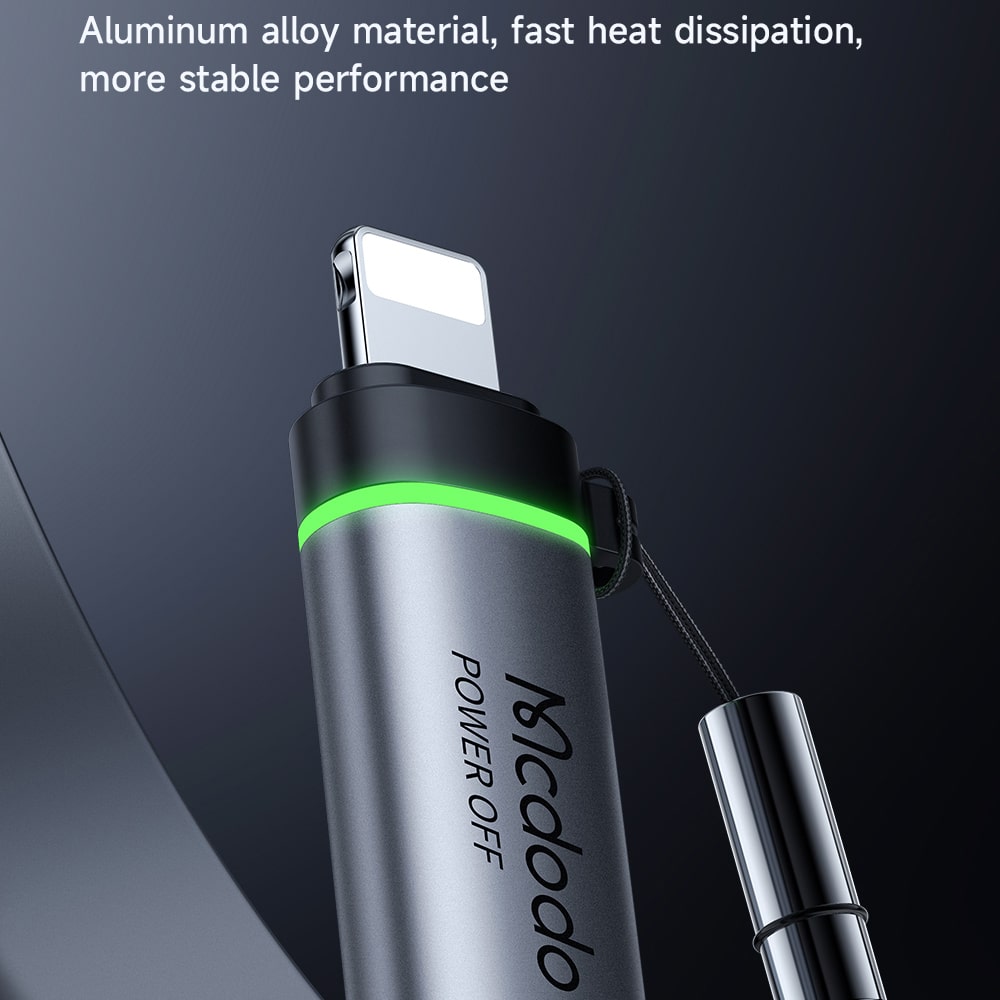 Mcdodo - Adapter Auto Power Off (ot-2590) - Usb-C To Lightning, 36w, 3a, 480mbps, E-Mark Chip, Fast Charge, Lanyard - Black - Image 6