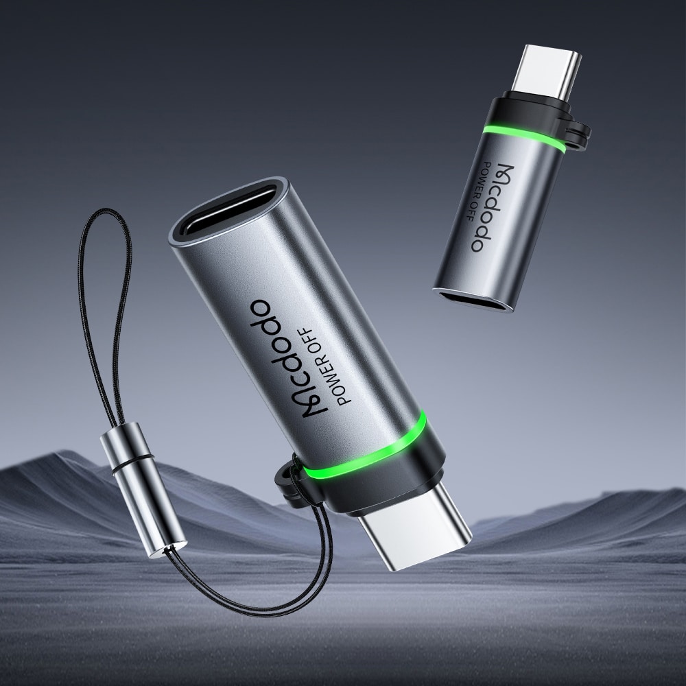 Mcdodo - Adapter Auto Power Off (ot-6010) - Lightning To Type-C, 60w, 3a, 480mbps, Charging & Data Sync, With Lanyard - Black - Image 2