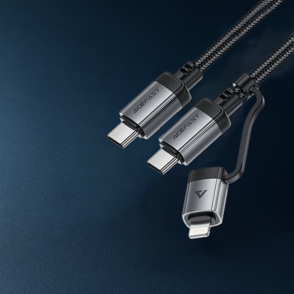 Acefast - Data Καλώδιο (c20-01) - Usb-C To Type-C, Lightning, 60w, Fast Charging, Bend-Resistant, Mfi Certified, 1.2m - Black - Image 4