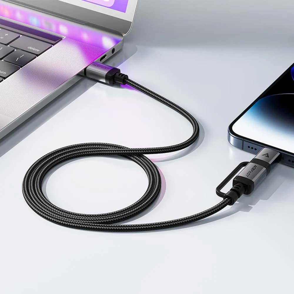 Acefast - Data Καλώδιο (c20-01) - Usb-C To Type-C, Lightning, 60w, Fast Charging, Bend-Resistant, Mfi Certified, 1.2m - Black - Image 5