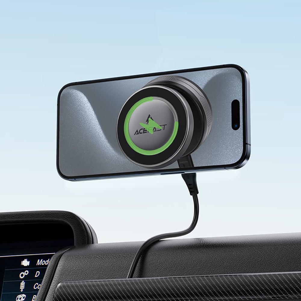 Acefast - Car Holder With Wireless Charging (e29) - For Dashboard, Strong Magnets, 110mah - Metal Gray - Image 6