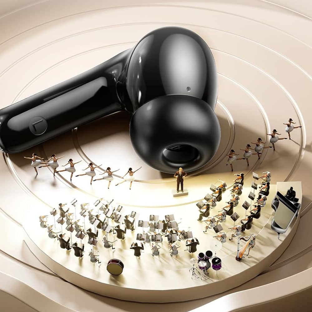 Techsuit - Premium Wireless Earbuds Wavebeat 100 (cw3) - Bluetooth V5.4, 300mah, Anc, Enc, 4 Mic - Black - Image 7