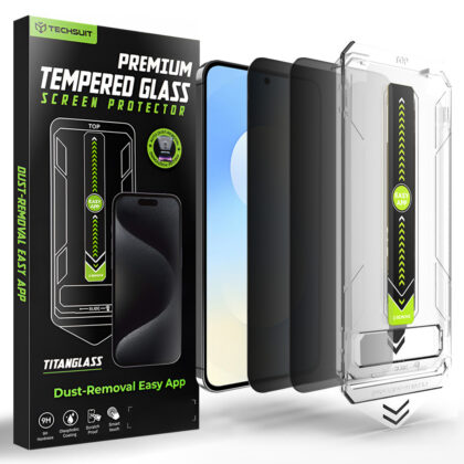Techsuit - [fingerprint Unlock Compatible] Titanglass Crystalhd (2 Pack) - Samsung Galaxy S25 Fe - Privacy