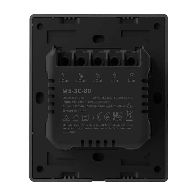 Εξυπνος Επιτοίχιος Διακόπτης Wifi Sonoff M5-3c-80 (3 Καναλιών, Για Πλαίσιο, Γραφίτης) - Image 6