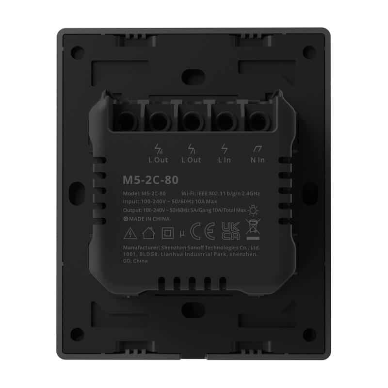 Εξυπνος Επιτοίχιος Διακόπτης Wifi Sonoff M5-2c-80 (2 Καναλιών, Για Πλαίσιο, Γραφίτης) - Image 6