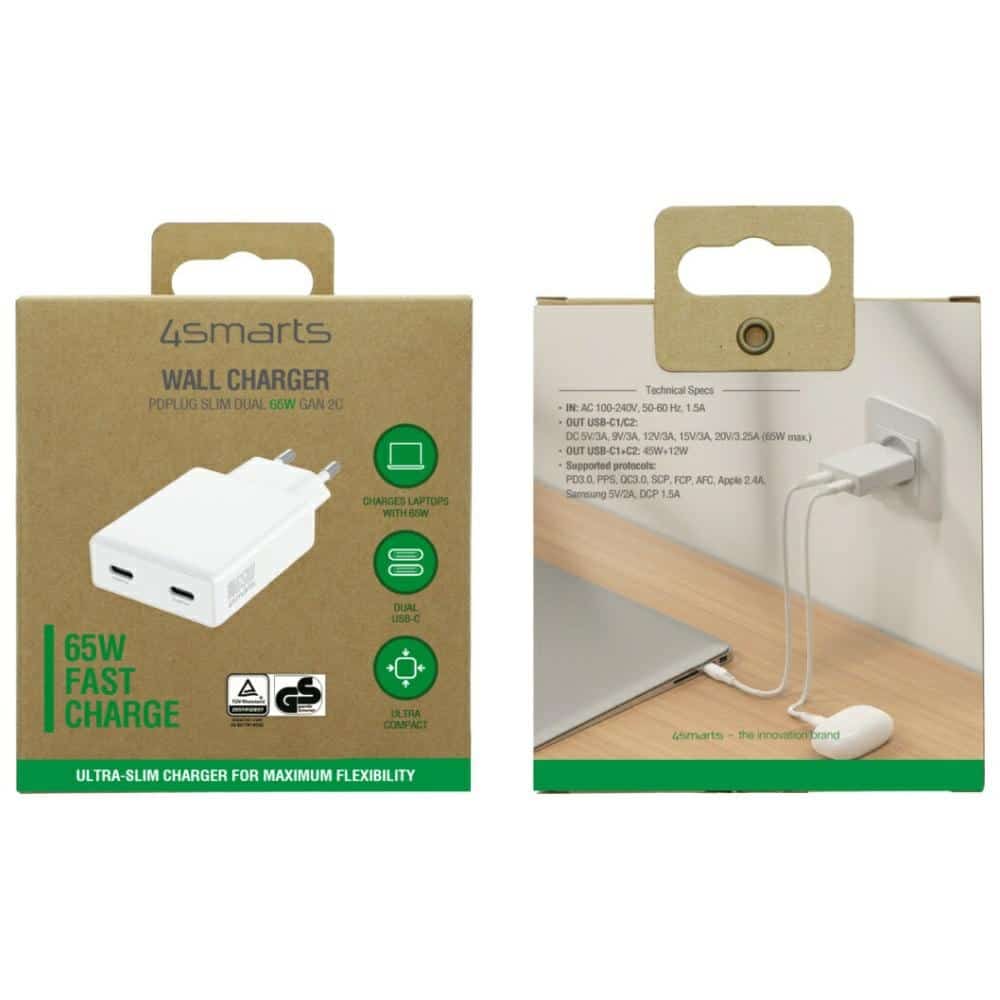 Φορτιστής Τοίχου 4smarts Pdplug Slim Dual 65w Gan 2xusb-C Λευκός - Image 6