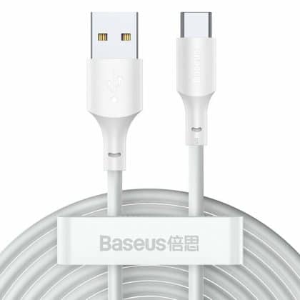 Baseus - (2 Πακέτο) Καλώδιο Δεδομένων (tzcatzj-02) - USB Σε Type-C, Γρήγορη Φόρτιση 5a, 40w, 1.5m - Λευκό