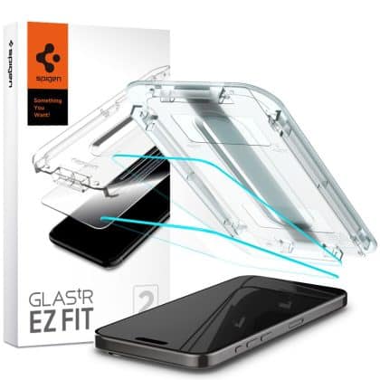 Spigen Glas.TR iPhone 15 Pro Max 6.7" "EZ FIT" 2 τεμ. διαφανές τζάμι ανθεκτικό AGL06872