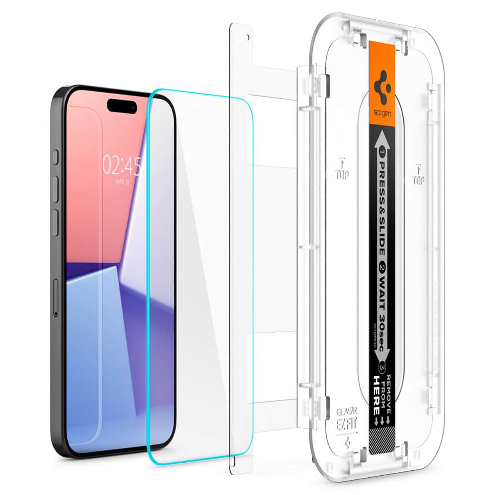 Spigen Glas.TR iPhone 15 Pro 6.1" "EZ FIT" 2 τεμ. διαφανές τζάμι ανθεκτικό AGL06892 - Image 6