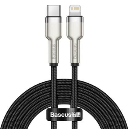 Baseus - Καλώδιο Δεδομένων Cafule Series Metal (catljk-A01) - Type-C Σε Lightning, Γρήγορη Φόρτιση Pd20w, 480mbps, 2.4a, 1μ - Μαύρο