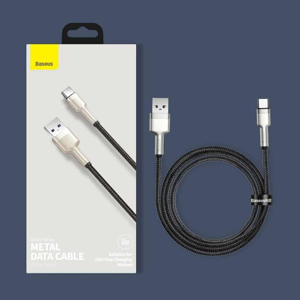 USB-A To USB-C Καλώδιο Baseus Cafule Metal Series, 66w, 6a, 0.25m, Black Cakf000001 - Image 7