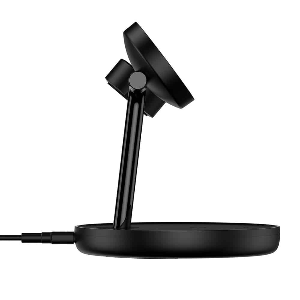 Baseus Swan inductive charger (compatible with MagSafe) stand for iPhone, Apple Watch, AirPods + 1m USB-C cable Μαύρο (WXTE000101) - Image 5