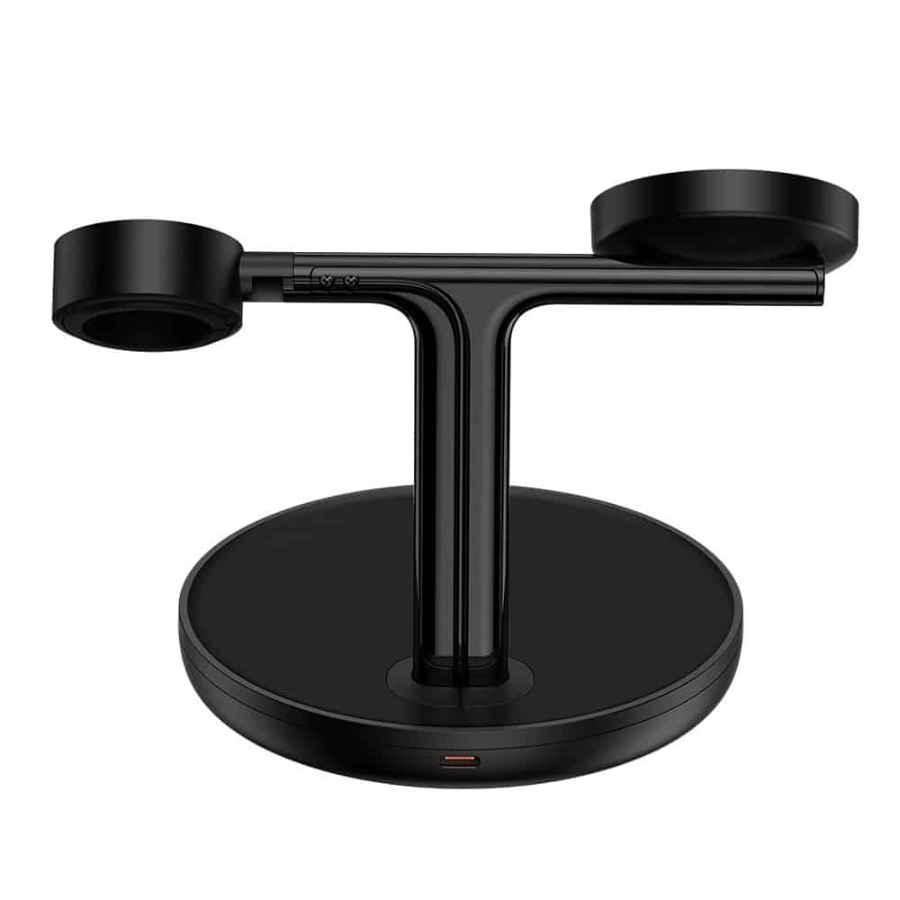 Baseus Swan inductive charger (compatible with MagSafe) stand for iPhone, Apple Watch, AirPods + 1m USB-C cable Μαύρο (WXTE000101) - Image 4