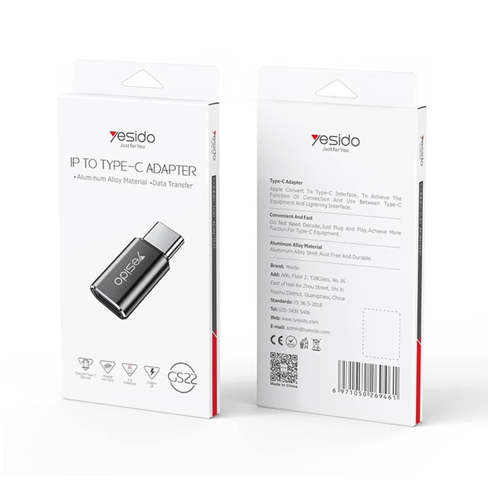 Yesido - Otg Αντάπτορας (gs22) - Type-C Σε Lightning, Αλουμινένιο Κράμα, 480mbps - Γκρι - Image 5
