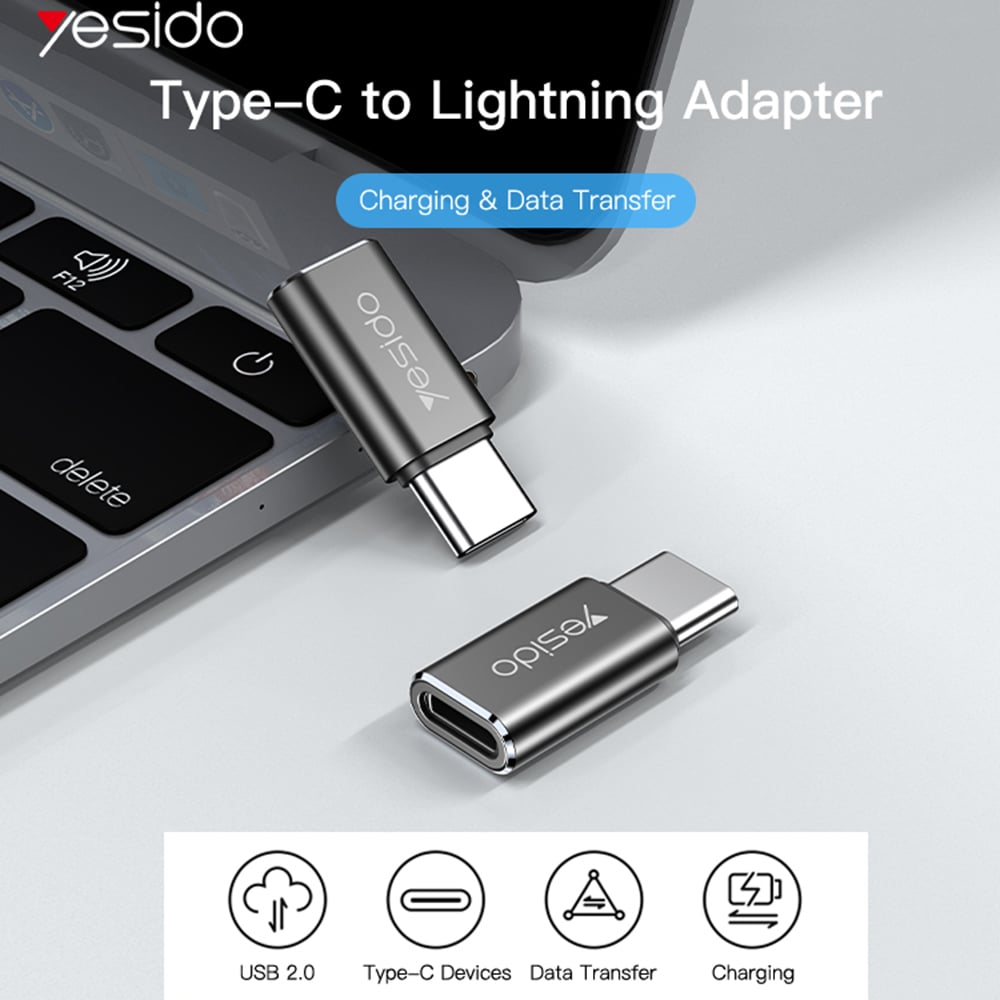 Yesido - Otg Αντάπτορας (gs22) - Type-C Σε Lightning, Αλουμινένιο Κράμα, 480mbps - Γκρι - Image 4