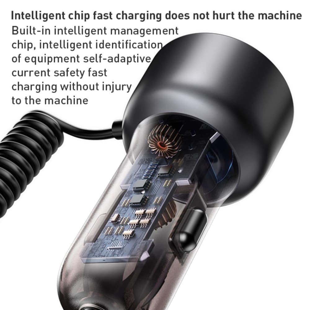 Yesido - Φορτιστής Αυτοκινήτου (y58) - USB, Type-C, Με Καλώδιο Lightning, Type-C, Γρήγορη Φόρτιση, 60w, 120cm - Γκρί - Image 5