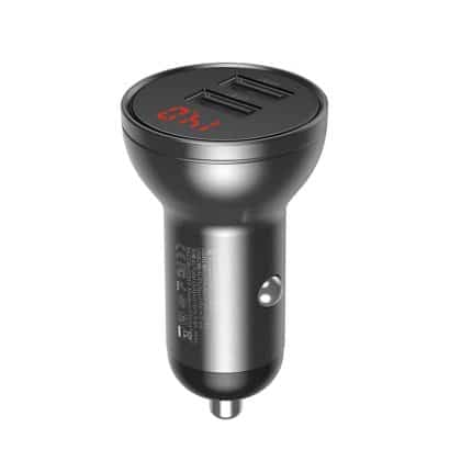 Baseus car charger 2x USB 4.8A 24W with LCD gray (CCBX-0G)