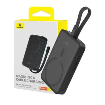 Baseus Magnetic Mini MagSafe 10000mAh 20W powerbank με ενσωματωμένο καλώδιο Lightning - μαύρο