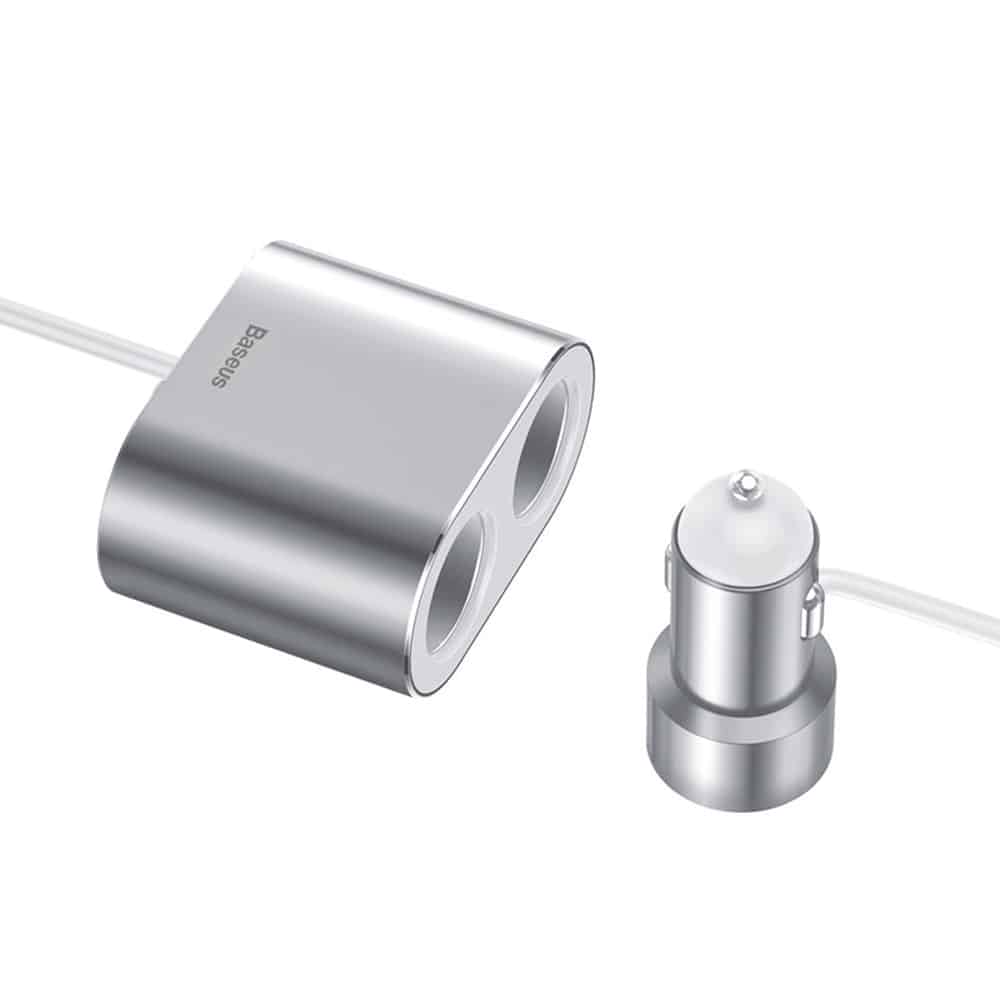 Baseus CRDYQ-0S splitter 2x υποδοχή αναπτήρα 80W 2x USB-A 3.1A - ασημί - Image 2