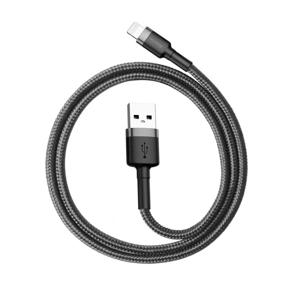 Baseus Cafule Καλώδιο durable nylon cable USB / Lightning QC3.0 2.4A 0.5M Μαύρο-Γκρί (CALKLF-AG1) - Image 2