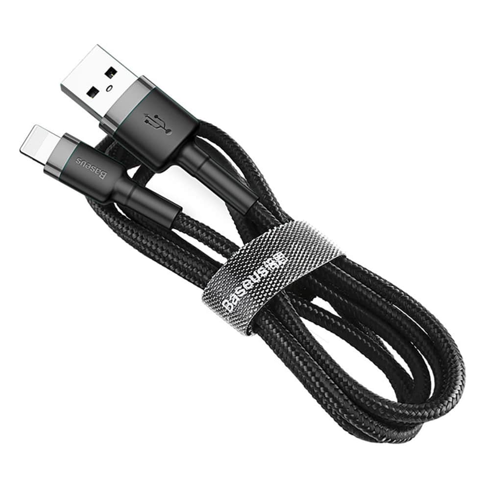 Baseus Cafule Καλώδιο durable nylon cable USB / Lightning QC3.0 2.4A 0.5M Μαύρο-Γκρί (CALKLF-AG1) - Image 3