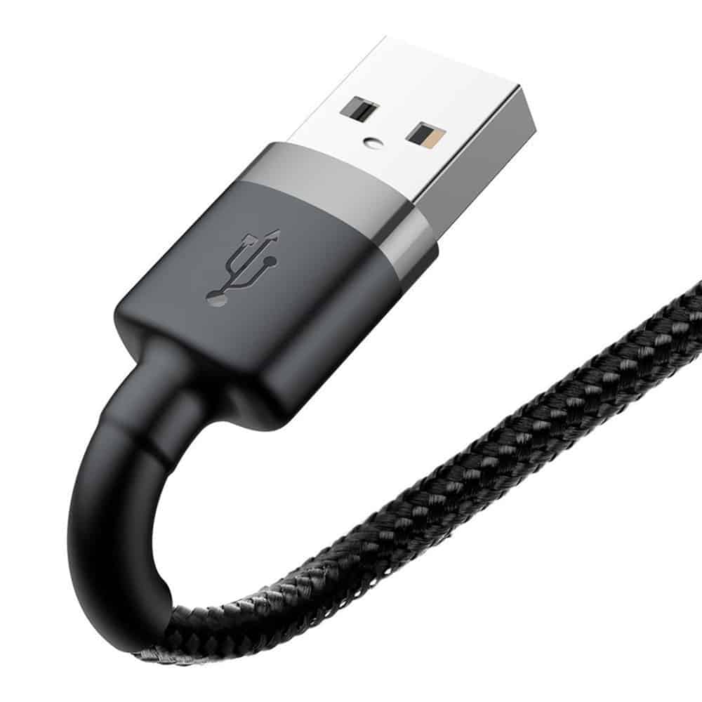 Baseus Cafule Καλώδιο durable nylon cable USB / Lightning QC3.0 2.4A 0.5M Μαύρο-Γκρί (CALKLF-AG1) - Image 5