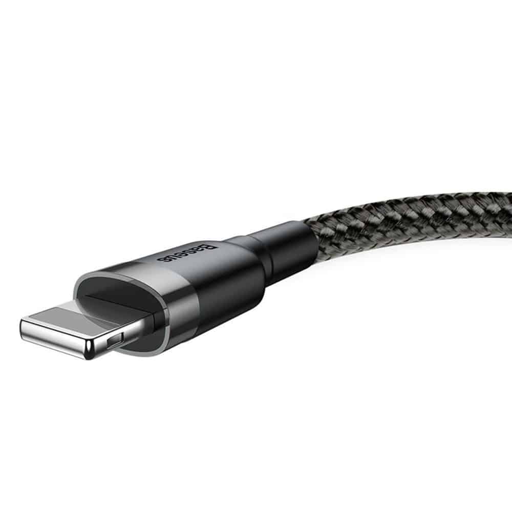 Baseus Cafule Καλώδιο durable nylon cable USB / Lightning QC3.0 2.4A 0.5M Μαύρο-Γκρί (CALKLF-AG1) - Image 4