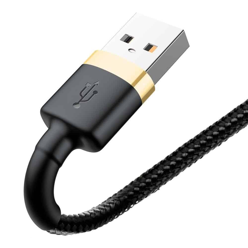 Baseus Cafule Καλώδιο durable nylon cable USB / Lightning QC3.0 2A 3M black-gold (CALKLF-RV1) - Image 4