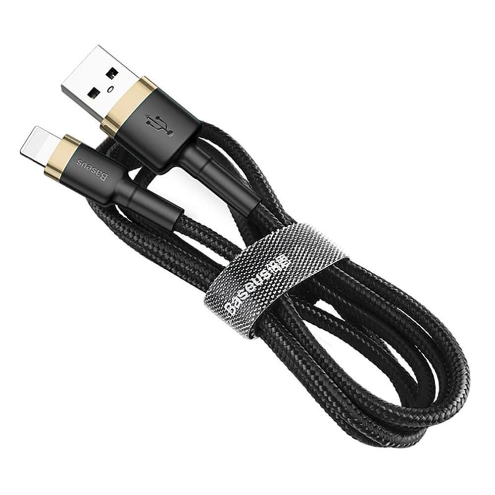 Baseus Cafule Καλώδιο durable nylon cable USB / Lightning QC3.0 2A 3M black-gold (CALKLF-RV1) - Image 2