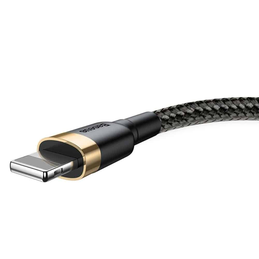 Baseus Cafule Καλώδιο durable nylon cable USB / Lightning QC3.0 2A 3M black-gold (CALKLF-RV1) - Image 5