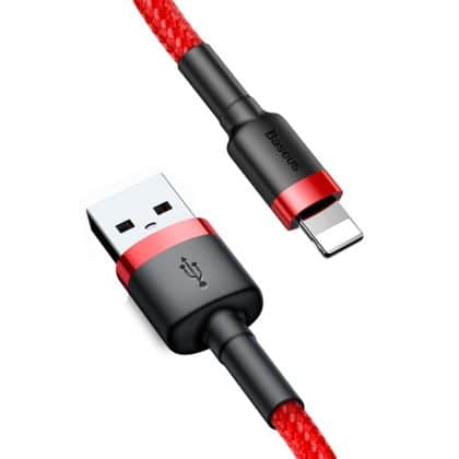 USB-A To Lightning Καλώδιο Baseus Cafule, 18w, 2.4a, 1m, Red Black Calklf-B09